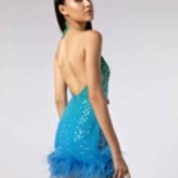 SAU LEE Jewel Sequinned Ombre Mini Dress NWT - Picture 3 of 7